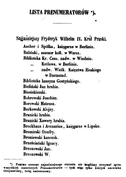 Prenumeratorzy <i>Herbarza polskiego</i> Kaspra Niesieckiego w wydaniu J.N. Bobrowicza przedstawieni w tomie I z roku 1846